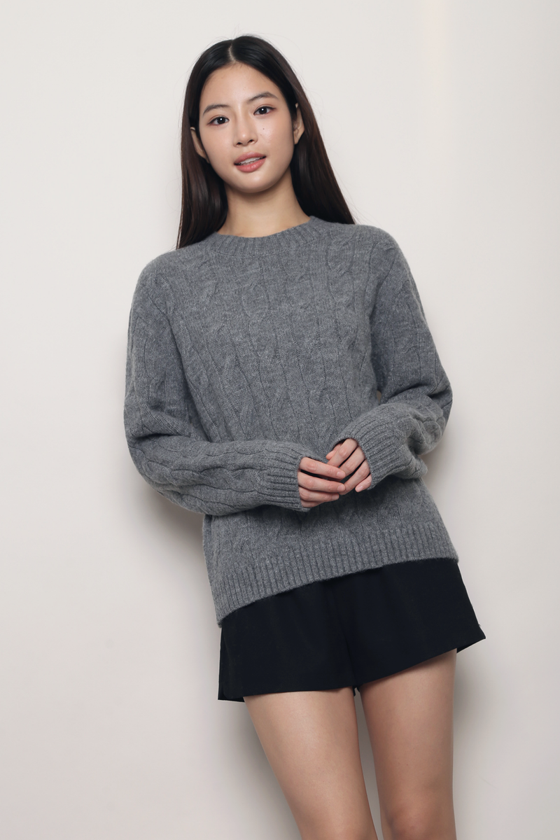 Fireside Cable Knit Pullover Grey (Backorder)