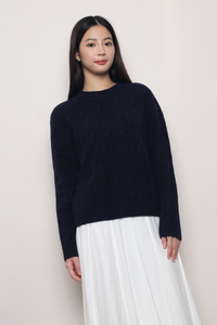 Fireside Cable Knit Pullover Midnight Navy (Backorder)