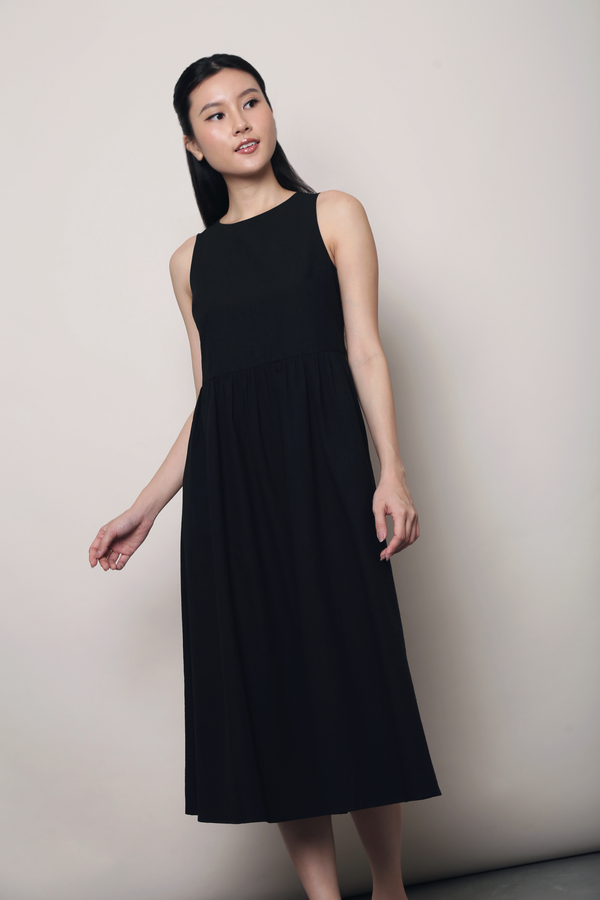 Flinders Sleeveless Midi Dress Black (Backorder)