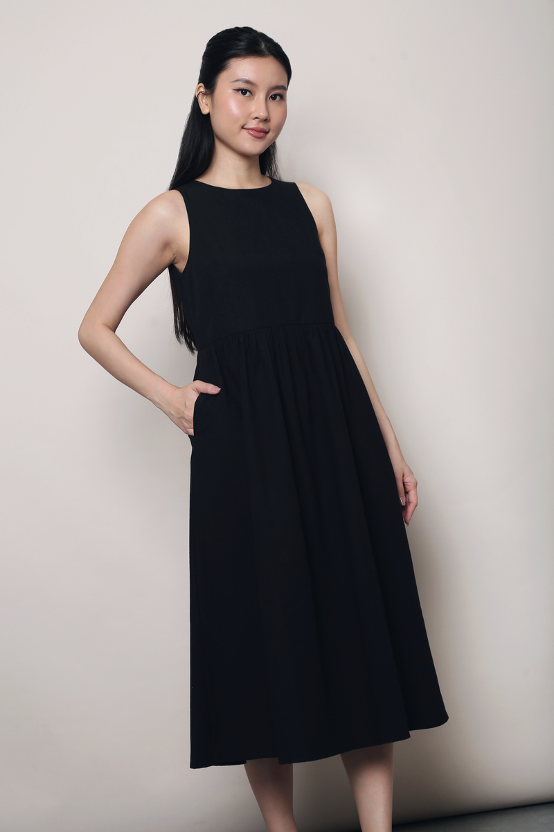 Flinders Sleeveless Midi Dress Black (Backorder)