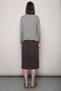 Flirty Ruffle Knit Cardigan Ash Grey