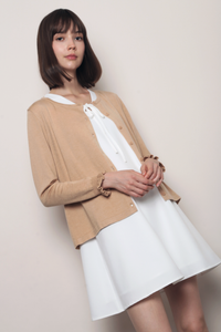 Flirty Ruffle Knit Cardigan Caramel