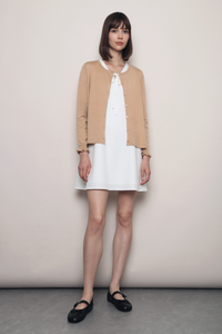 Flirty Ruffle Knit Cardigan Caramel