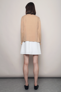 Flirty Ruffle Knit Cardigan Caramel