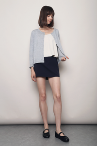 Flirty Ruffle Knit Cardigan Heather Grey