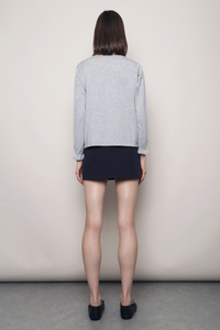 Flirty Ruffle Knit Cardigan Heather Grey