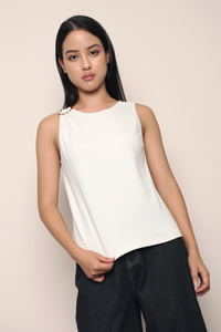 Fortune Buckle Sleeveless Top White