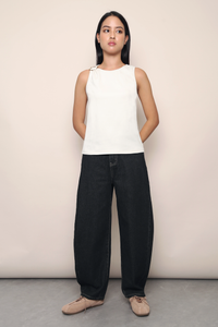 Fortune Buckle Sleeveless Top White