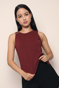 Fortune Buckle Sleeveless Top Wine