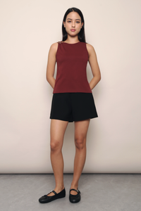 Fortune Buckle Sleeveless Top Wine