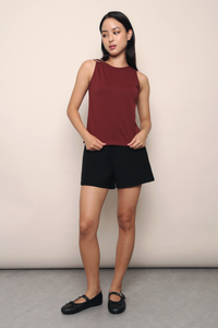 Fortune Buckle Sleeveless Top Wine