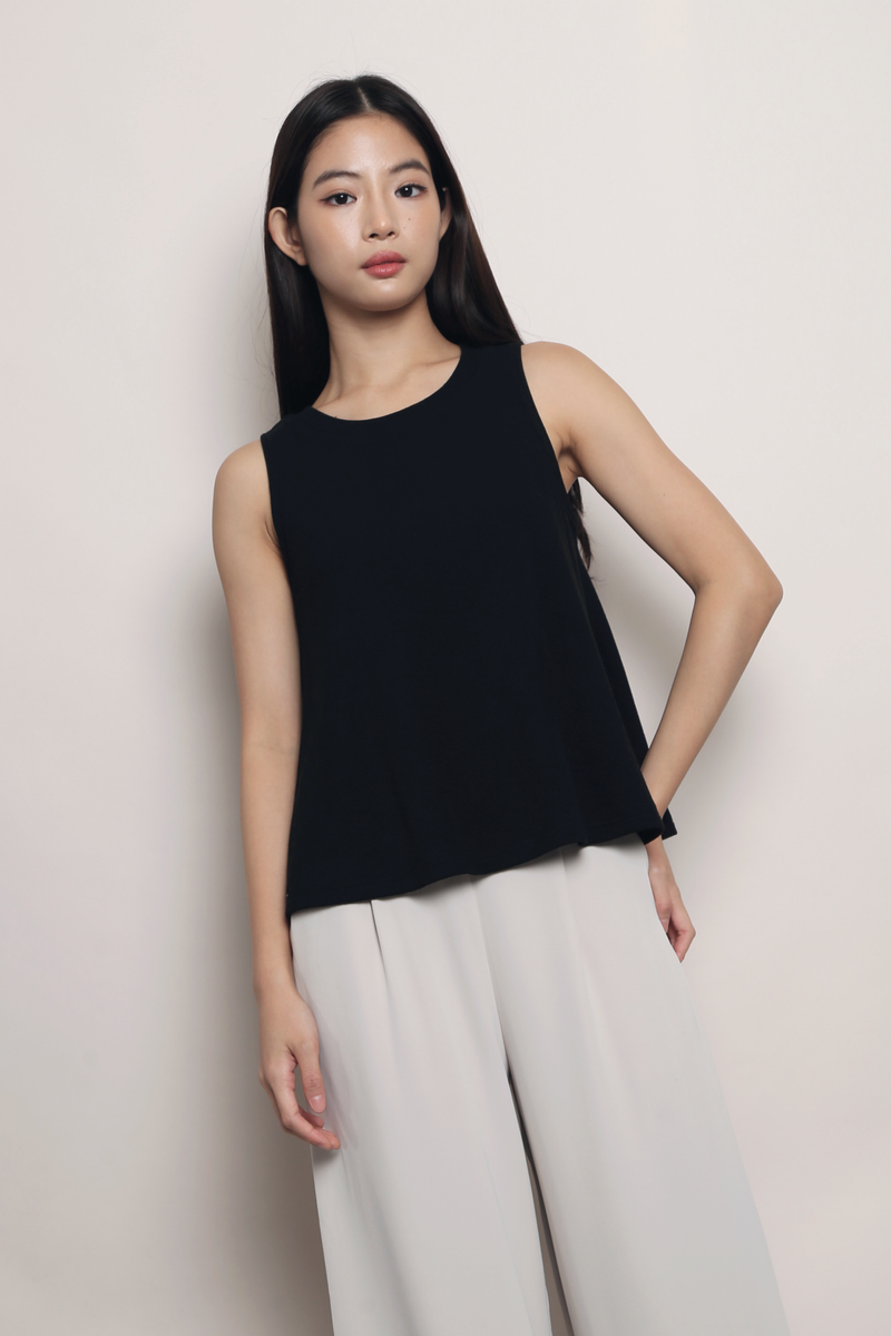 Free To Flow Waffle Tank Black