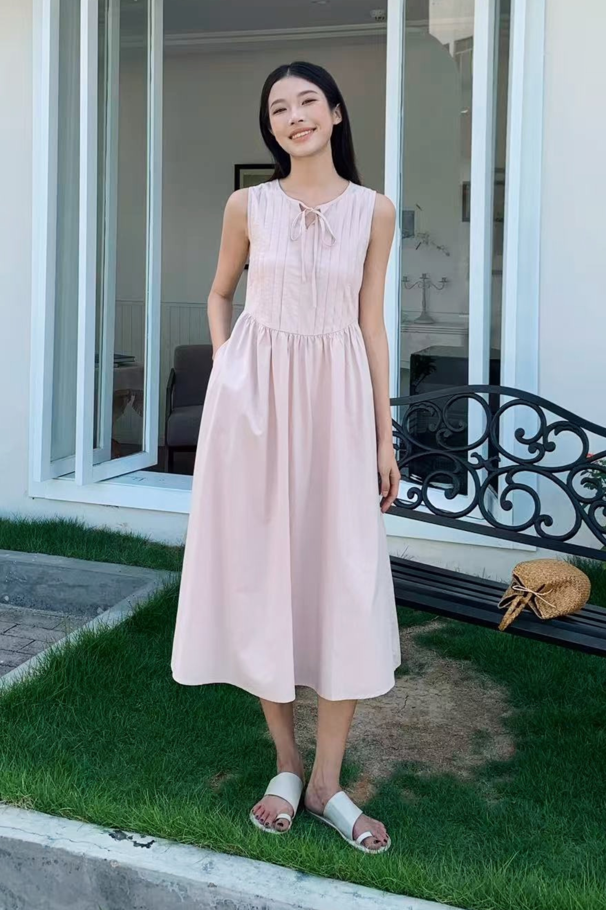 Freesia Pintuck Midaxi Dress Blush Hollyhoque Freesia Pintuck Midaxi Dress Blush Hollyhoque