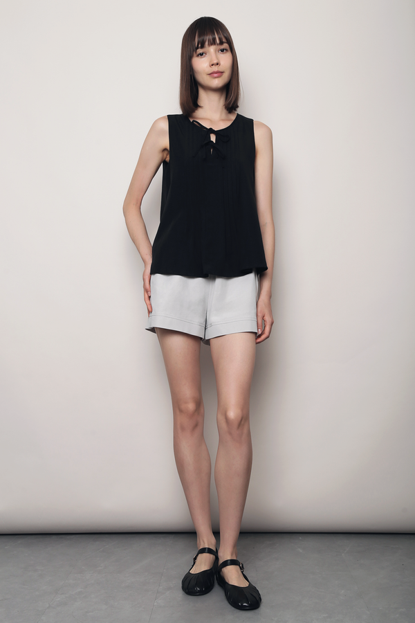 French Affair Pleat Blouse Black