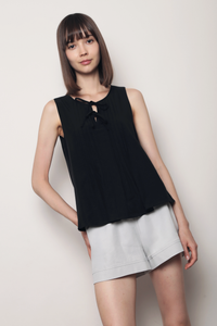French Affair Pleat Blouse Black