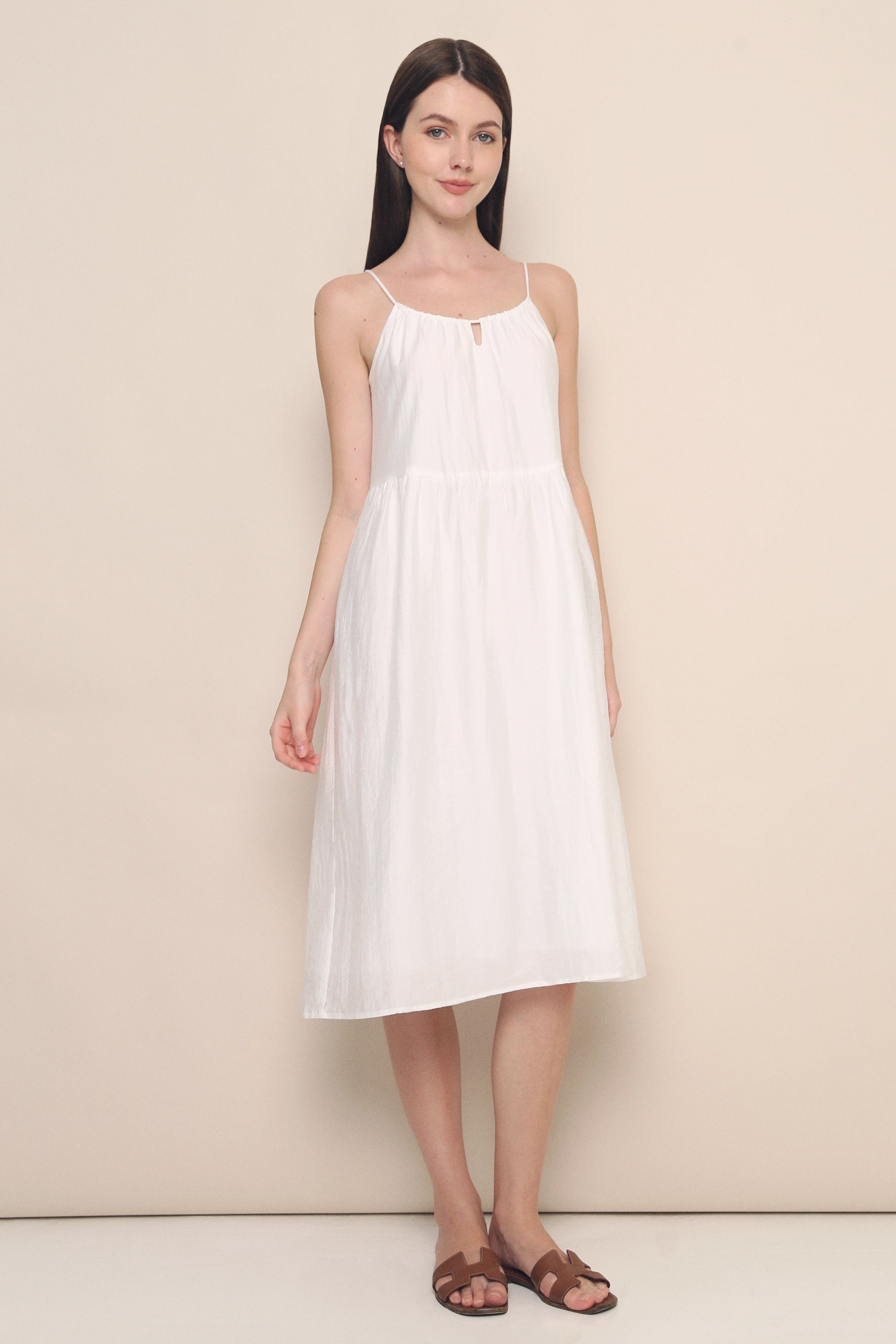 Freya Keyhole Midi Dress White