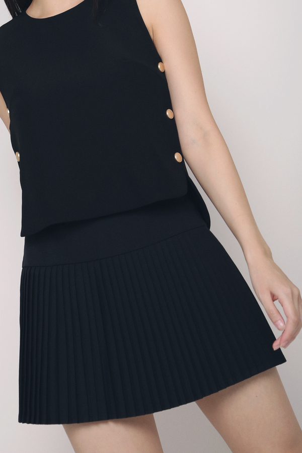 Frida Dropwaist Pleated Skorts Black
