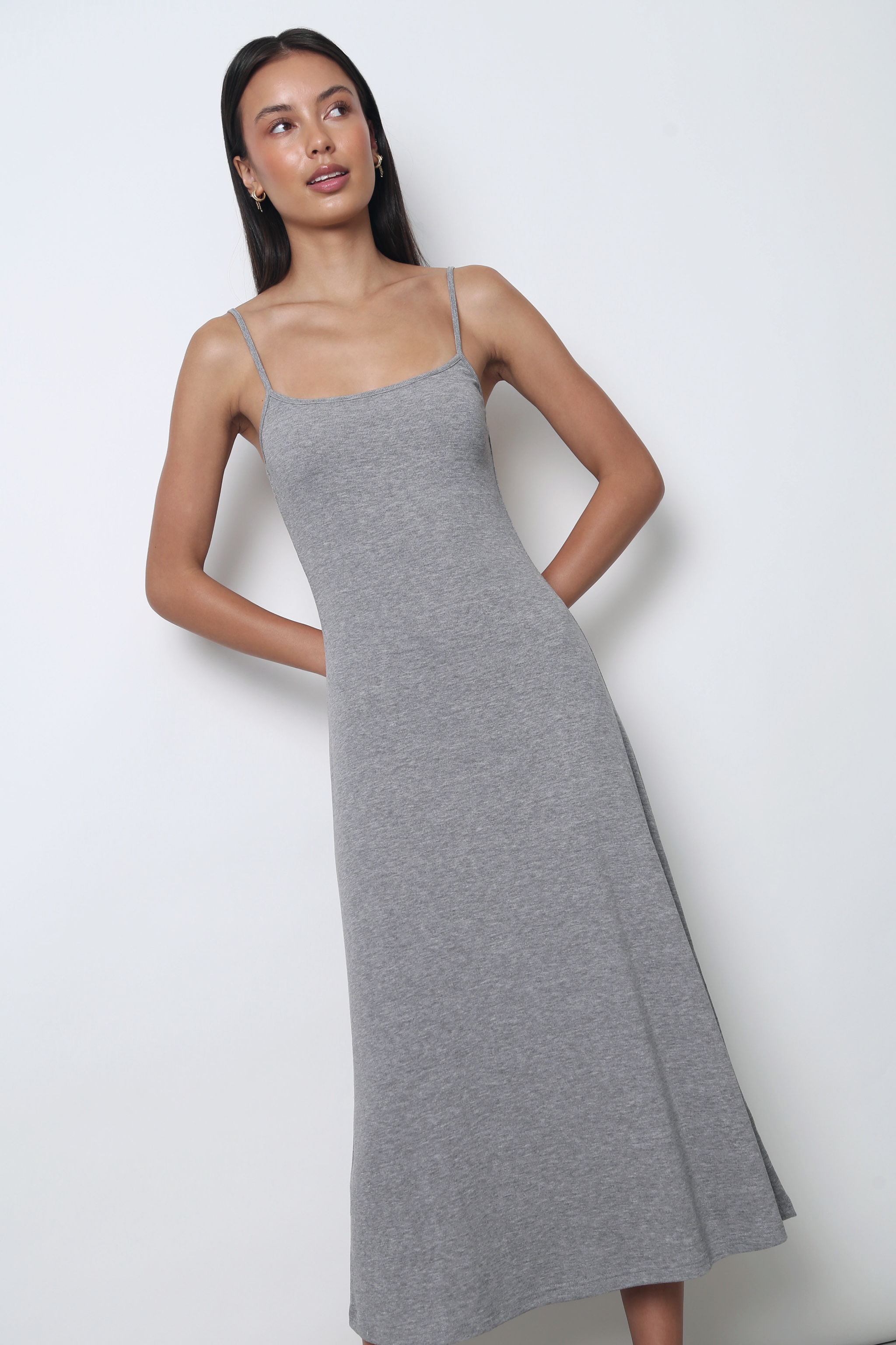 Frolick Strappy Midi Dress Heather Grey Hollyhoque Frolick Strappy Midi Dress Heather Grey Hollyhoque