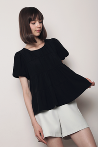 Gathered Grace Blouse Black
