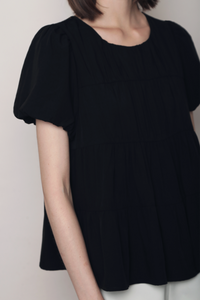 Gathered Grace Blouse Black