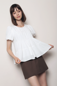 Gathered Grace Blouse White