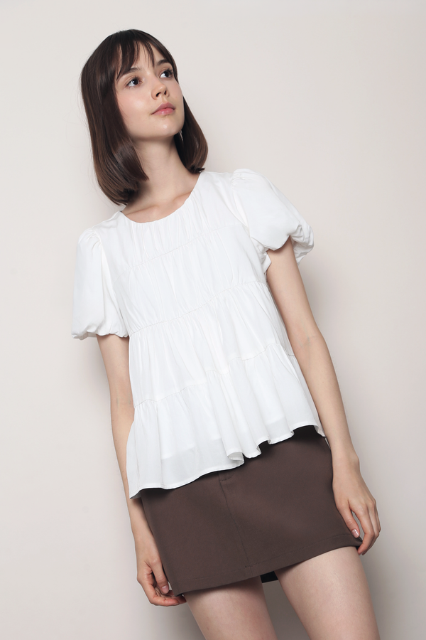 Gathered Grace Blouse White