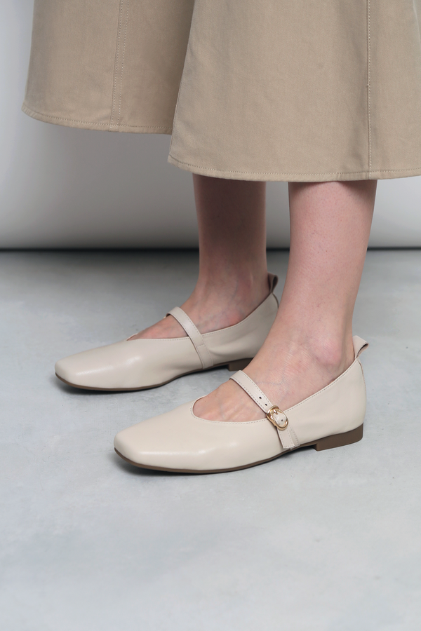 Gemini Square Toe Mary-Janes Eggshell (Backorder)