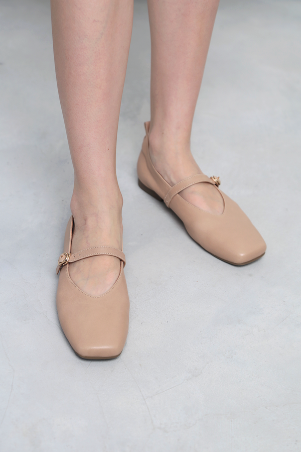 Gemini Square Toe Mary-Janes Tan (Backorder)