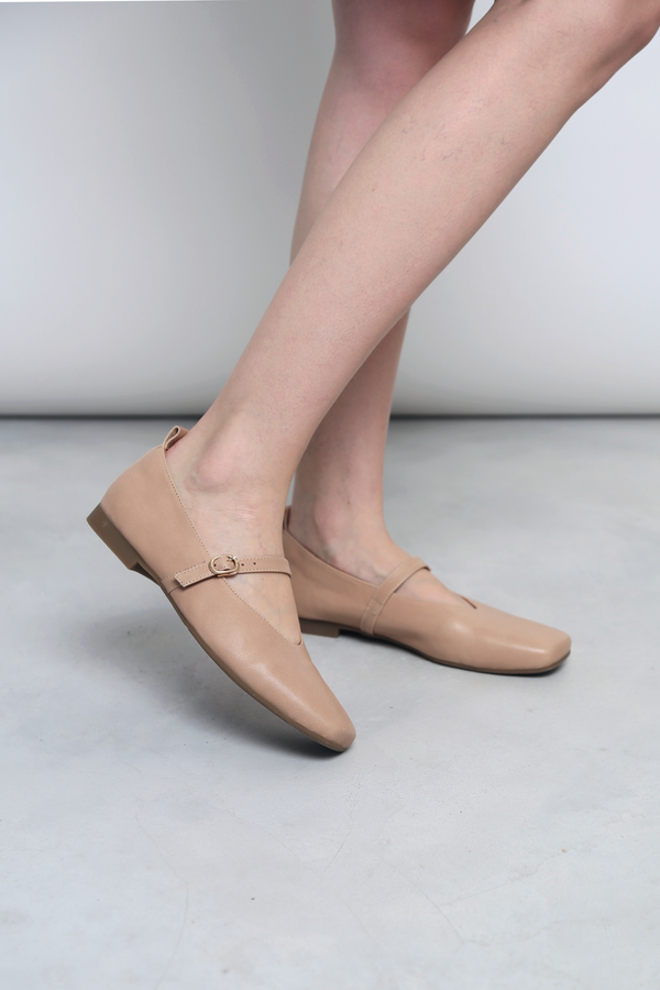 Gemini Square Toe Mary-Janes Tan (Backorder)