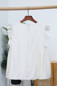 Gentle Pleat Sleeveless Top Cream