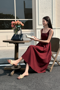 Georgia Square Neck Midaxi Dress Burgundy