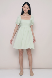 Gweneth Ruche Babydoll Dress Apple Mint
