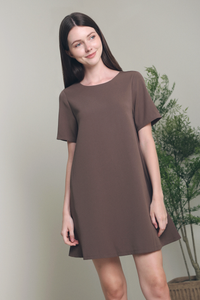 Haig Scoop Neck Shift Dress Brown