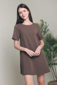 Haig Scoop Neck Shift Dress Brown