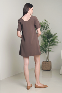 Haig Scoop Neck Shift Dress Brown