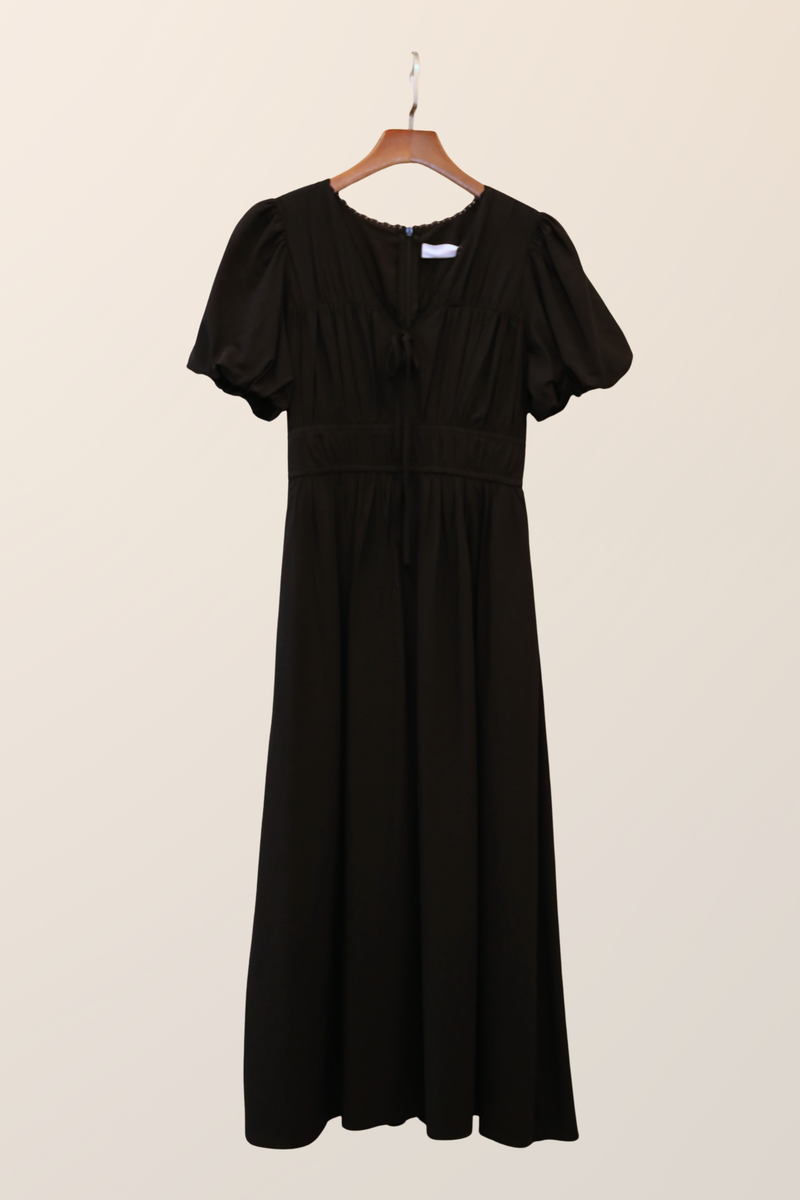 Neroli Lace Trim Midi Dress Black