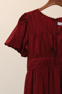 Neroli Lace Trim Midi Dress Burgundy
