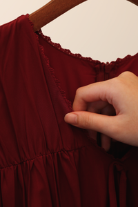 Neroli Lace Trim Midi Dress Burgundy