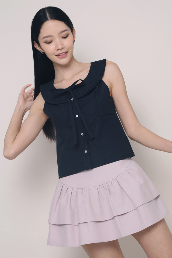 Hansel Pleated Sleeveless Blouse Navy
