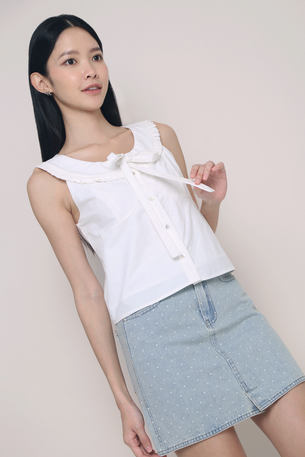 Hansel Pleated Sleeveless Blouse White