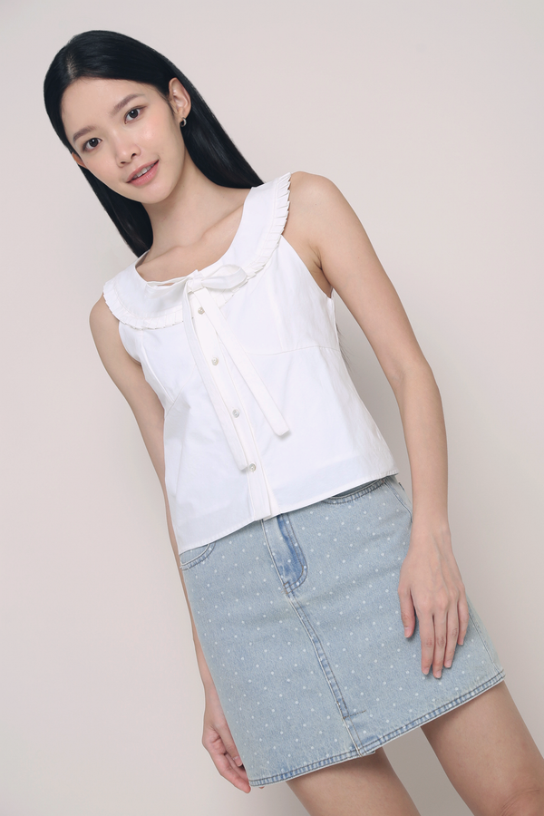 Hansel Pleated Sleeveless Blouse White
