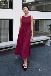 Honey V2 Boat Neck Midaxi Dress Cherry