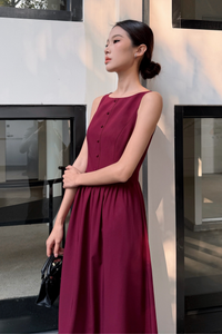 Honey V2 Boat Neck Midaxi Dress Cherry