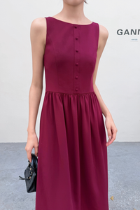 Honey V2 Boat Neck Midaxi Dress Cherry