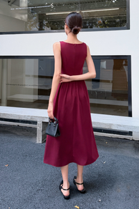 Honey V2 Boat Neck Midaxi Dress Cherry