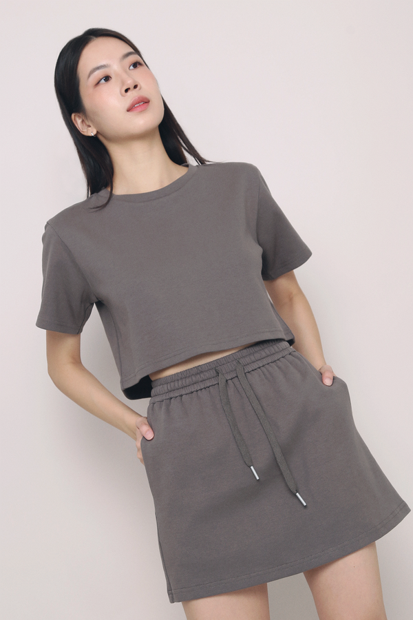 Hot Shot 2-Piece Sweater Skirt Set Ash Brown (Restock)