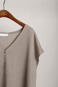 Morning Mist Button Down Knit Taupe