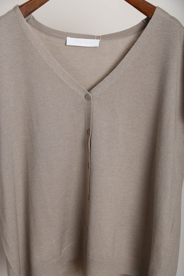 Morning Mist Button Down Knit Taupe