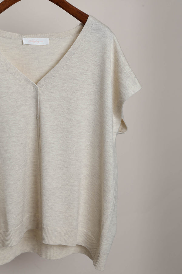 Morning Mist Button Down Knit Heather Cream