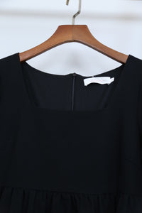 Coleen Flutter Sleeves Babydoll Dress Black